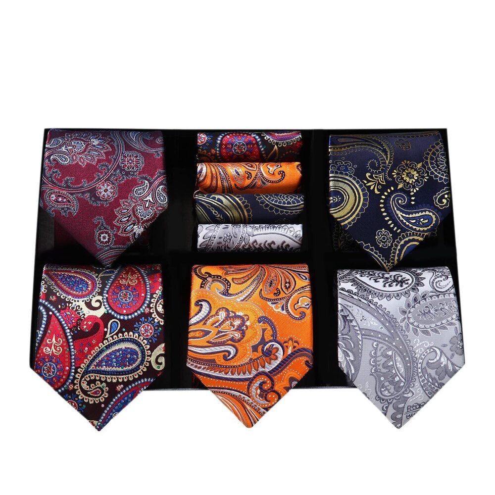 2621 Necktie Collections, Lot 5 PCS Classic Silk Tie Set Necktie & Pocket